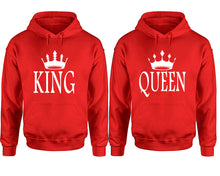 將圖片載入圖庫檢視器 King and Queen hoodies, Matching couple hoodies, Red pullover hoodies