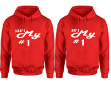 將圖片載入圖庫檢視器 She's My Number 1 and He's My Number 1 hoodies, Matching couple hoodies, Red pullover hoodies