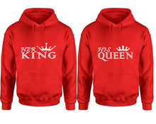 Load image into Gallery viewer, Her King and His Queen hoodies, Matching couple hoodies, Red pullover hoodies
