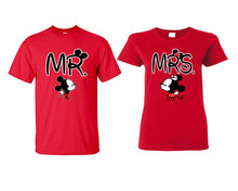 Load image into Gallery viewer, Mr Mrs matching couple shirts.Couple shirts, Red t shirts for men, t shirts for women. Couple matching shirts.