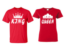 Load image into Gallery viewer, King and Queen matching couple shirts.Couple shirts, Red t shirts for men, t shirts for women. Couple matching shirts.