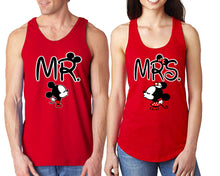 Load image into Gallery viewer, Mr Mrs  matching couple tank tops. Couple shirts, Red tank top for men, tank top for women. Cute shirts.