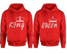 將圖片載入圖庫檢視器 King and Queen hoodies, Matching couple hoodies, Red pullover hoodies