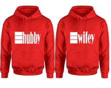 Load image into Gallery viewer, Hubby and Wifey hoodies, Matching couple hoodies, Red pullover hoodies
