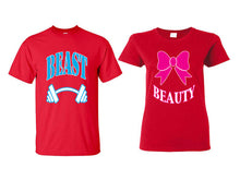 將圖片載入圖庫檢視器 Beast Beauty matching couple shirts.Couple shirts, Red t shirts for men, t shirts for women. Couple matching shirts.