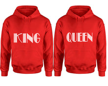 將圖片載入圖庫檢視器 King and Queen hoodies, Matching couple hoodies, Red pullover hoodies