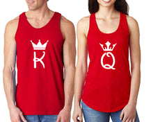 Load image into Gallery viewer, King Queen  matching couple tank tops. Couple shirts, Red tank top for men, tank top for women. Cute shirts.