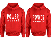 將圖片載入圖庫檢視器 Power Couple hoodies, Matching couple hoodies, Red pullover hoodies