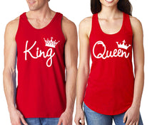 將圖片載入圖庫檢視器 King Queen matching couple tank tops. Couple shirts, Red tank top for men, tank top for women. Cute shirts.
