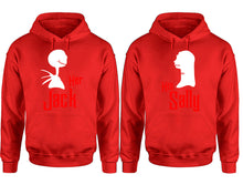 Load image into Gallery viewer, Her Jack His Sally hoodie, Matching couple hoodies, Red pullover hoodies. Couple jogger pants and hoodies set.