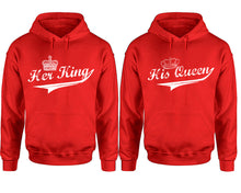 Load image into Gallery viewer, Her King His Queen hoodie, Matching couple hoodies, Red pullover hoodies. Couple jogger pants and hoodies set.