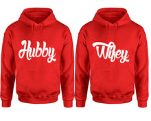 將圖片載入圖庫檢視器 Hubby and Wifey hoodies, Matching couple hoodies, Red pullover hoodies
