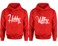 將圖片載入圖庫檢視器 Hubby and Wifey hoodies, Matching couple hoodies, Red pullover hoodies