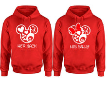 Load image into Gallery viewer, Her Jack and His Sally hoodie, Matching couple hoodies, Red pullover hoodies. Couple jogger pants and hoodies set.