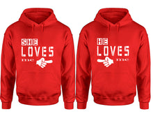 將圖片載入圖庫檢視器 She Loves Me and He Loves Me hoodies, Matching couple hoodies, Red pullover hoodies