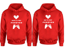 Load image into Gallery viewer, She's My Forever and He's My Forever hoodies, Matching couple hoodies, Red pullover hoodies