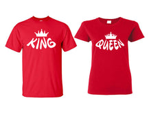 Load image into Gallery viewer, King and Queen matching couple shirts.Couple shirts, Red t shirts for men, t shirts for women. Couple matching shirts.