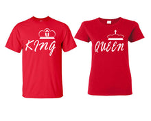 將圖片載入圖庫檢視器 King and Queen matching couple shirts.Couple shirts, Red t shirts for men, t shirts for women. Couple matching shirts.