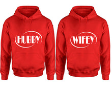 Load image into Gallery viewer, Hubby and Wifey hoodies, Matching couple hoodies, Red pullover hoodies