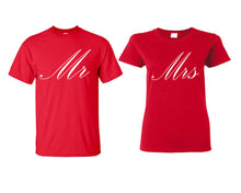 Load image into Gallery viewer, Mr and Mrs matching couple shirts.Couple shirts, Red t shirts for men, t shirts for women. Couple matching shirts.