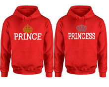 將圖片載入圖庫檢視器 Prince Princess hoodie, Matching couple hoodies, Red pullover hoodies. Couple jogger pants and hoodies set.