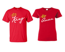 Load image into Gallery viewer, King and Queen matching couple shirts.Couple shirts, Red t shirts for men, t shirts for women. Couple matching shirts.