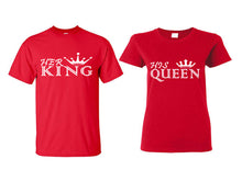 Load image into Gallery viewer, Her King and His Queen matching couple shirts.Couple shirts, Red t shirts for men, t shirts for women. Couple matching shirts.
