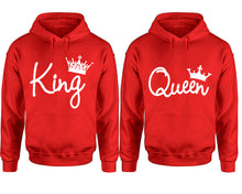 Load image into Gallery viewer, King Queen hoodie, Matching couple hoodies, Red pullover hoodies. Couple jogger pants and hoodies set.