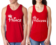 將圖片載入圖庫檢視器 Prince Princess matching couple tank tops. Couple shirts, Red tank top for men, tank top for women. Cute shirts.