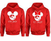 Load image into Gallery viewer, Her Jack and His Sally hoodie, Matching couple hoodies, Red pullover hoodies. Couple jogger pants and hoodies set.