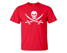 Load image into Gallery viewer, Jolly Roger custom t shirts, graphic tees. Red t shirts for men. Red t shirt for mens, tee shirts.