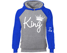 Load image into Gallery viewer, King designer hoodies. Royal Blue Grey Hoodie, hoodies for men, unisex hoodies
