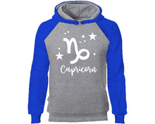 Load image into Gallery viewer, Capricorn Zodiac Sign hoodie. Royal Blue Grey Hoodie, hoodies for men, unisex hoodies
