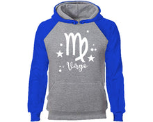 Load image into Gallery viewer, Virgo Zodiac Sign hoodie. Royal Blue Grey Hoodie, hoodies for men, unisex hoodies