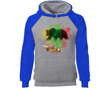 將圖片載入圖庫檢視器 Woman Rasta Smoke Bear designer hoodies. Royal Blue Grey Hoodie, hoodies for men, unisex hoodies