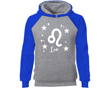 Load image into Gallery viewer, Leo Zodiac Sign hoodie. Royal Blue Grey Hoodie, hoodies for men, unisex hoodies