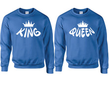 將圖片載入圖庫檢視器 King and Queen couple sweatshirts. Royal Blue sweaters for men, sweaters for women. Sweat shirt. Matching sweatshirts for couples