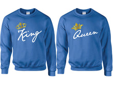 將圖片載入圖庫檢視器 King and Queen couple sweatshirts. Royal Blue sweaters for men, sweaters for women. Sweat shirt. Matching sweatshirts for couples