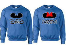 Load image into Gallery viewer, Dad Mom couple sweatshirts. Royal Blue sweaters for men, sweaters for women. Sweat shirt. Matching sweatshirts for couples