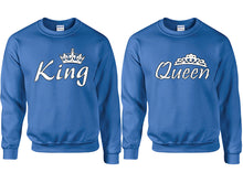將圖片載入圖庫檢視器 King and Queen couple sweatshirts. Royal Blue sweaters for men, sweaters for women. Sweat shirt. Matching sweatshirts for couples