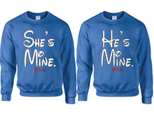 將圖片載入圖庫檢視器 She's Mine He's Mine couple sweatshirts. Royal Blue sweaters for men, sweaters for women. Sweat shirt. Matching sweatshirts for couples