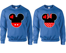 將圖片載入圖庫檢視器 Mickey and Minnie couple sweatshirts. Royal Blue sweaters for men, sweaters for women. Sweat shirt. Matching sweatshirts for couples