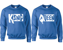 將圖片載入圖庫檢視器 King and Queen couple sweatshirts. Royal Blue sweaters for men, sweaters for women. Sweat shirt. Matching sweatshirts for couples