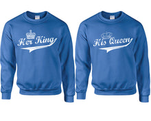 將圖片載入圖庫檢視器 Her King and His Queen couple sweatshirts. Royal Blue sweaters for men, sweaters for women. Sweat shirt. Matching sweatshirts for couples