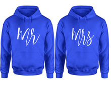 Load image into Gallery viewer, Mr and Mrs hoodies, Matching couple hoodies, Royal Blue pullover hoodies