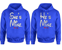 將圖片載入圖庫檢視器 She's Mine He's Mine hoodie, Matching couple hoodies, Royal Blue pullover hoodies. Couple jogger pants and hoodies set.