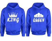 將圖片載入圖庫檢視器 King and Queen hoodies, Matching couple hoodies, Royal Blue pullover hoodies