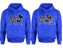 Load image into Gallery viewer, Mr Mrs hoodie, Matching couple hoodies, Royal Blue pullover hoodies. Couple jogger pants and hoodies set.