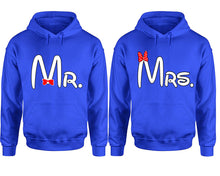Load image into Gallery viewer, Mr Mrs hoodie, Matching couple hoodies, Royal Blue pullover hoodies. Couple jogger pants and hoodies set.