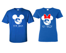 Load image into Gallery viewer, Her Jack and His Sally matching couple shirts.Couple shirts, Royal Blue t shirts for men, t shirts for women. Couple matching shirts.